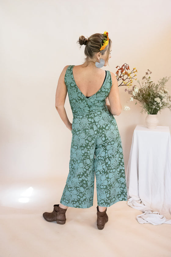 Wide Leg Jumpsuit - Marigold Connection Print