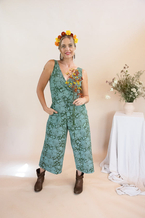 Wide Leg Jumpsuit - Marigold Connection Print