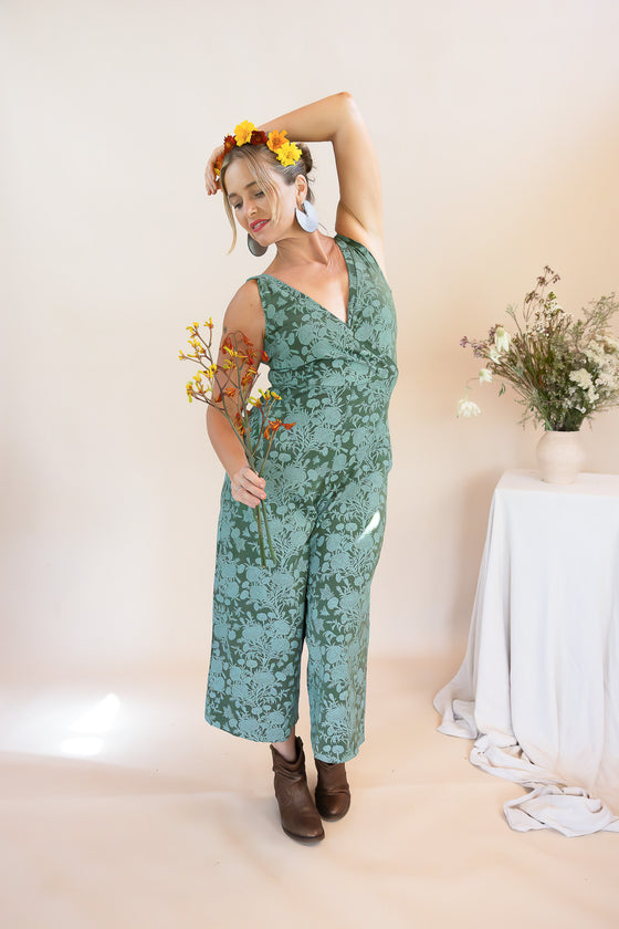 Wide Leg Jumpsuit - Marigold Connection Print