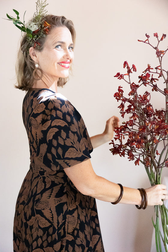 Wrap Dress - Burdock and Bird Print