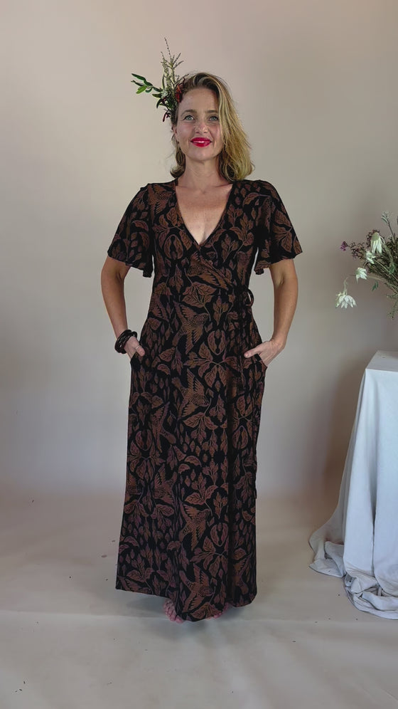 Wrap Dress - Burdock and Bird Print